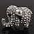 Rhodium Plated Clear Crystal 'Fortunate Elephant' Brooch - view 1