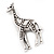 Burn Silver Diamante Giraffe Brooch - view 7
