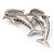 Cute Diamante Dolphin Brooch (Rhodium Plated Metal) - view 5