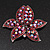 Large Pink/Red Diamante Floral Brooch/ Pendant (Silver Metal Finish) - view 2