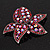 Large Pink/Red Diamante Floral Brooch/ Pendant (Silver Metal Finish) - view 10