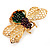 Multicoloured Swarovski Crystal Bee Brooch In Gold Plated Metal - view 4