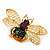Multicoloured Swarovski Crystal Bee Brooch In Gold Plated Metal - view 5