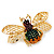 Multicoloured Swarovski Crystal Bee Brooch In Gold Plated Metal - view 6