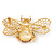 Multicoloured Swarovski Crystal Bee Brooch In Gold Plated Metal - view 7