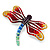 Multicoloured Austrian Crystal 'Dragonfly' Brooch In Silver Plated Metal - view 7