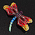 Multicoloured Austrian Crystal 'Dragonfly' Brooch In Silver Plated Metal - view 5