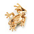 Small Salad Green Enamel Swarovski Crystal 'Leaping Frog' Brooch In Gold Plated Metal - 3cm Length - view 7