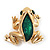 Small Green Enamel 'Frog' Brooch In Gold Plated Metal - 2.5cm Length - view 7