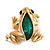 Small Green Enamel 'Frog' Brooch In Gold Plated Metal - 2.5cm Length - view 2