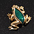 Small Green Enamel 'Frog' Brooch In Gold Plated Metal - 2.5cm Length - view 8