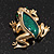 Small Green Enamel 'Frog' Brooch In Gold Plated Metal - 2.5cm Length - view 4