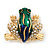 Funky Green/Blue Enamel Swarovski Crystal 'Frog' Brooch In Gold Plated Metal - 2.5cm Length - view 9