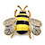 Yellow/Black Enamel Bee Brooch In Gold Plated Metal - 4cm Length