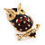 Small Brown Enamel 'Owl' Brooch In Gold Plated Metal - view 4