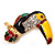 Exotic Enamel Crystal 'Parrot' Bird Brooch In Gold Plated Metal - 35mm L - view 5