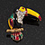 Exotic Enamel Crystal 'Parrot' Bird Brooch In Gold Plated Metal - 35mm L - view 4