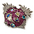 Purple Enamel Exotic Crystal 'Fish' Brooch In Silver Plated Metal - view 5