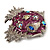 Purple Enamel Exotic Crystal 'Fish' Brooch In Silver Plated Metal - view 6