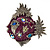 Purple Enamel Exotic Crystal 'Fish' Brooch In Silver Plated Metal - view 3