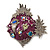 Purple Enamel Exotic Crystal 'Fish' Brooch In Silver Plated Metal - view 7