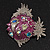 Purple Enamel Exotic Crystal 'Fish' Brooch In Silver Plated Metal - view 2