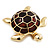 Gold Plated Brown Enamel 'Turtle' Brooch - view 6