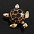 Gold Plated Brown Enamel 'Turtle' Brooch - view 9