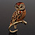 Brown Crystal 'Owl On The Branch' Brooch In Gold Plated Metal - 40mm L - view 2