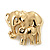 Gold Plated 'Mother&Baby Elephant' Brooch - 45mm Across - view 3