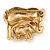 Gold Plated 'Mother&Baby Elephant' Brooch - 45mm Across - view 4