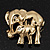 Gold Plated 'Mother&Baby Elephant' Brooch - 45mm Across - view 2
