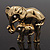 Gold Plated 'Mother&Baby Elephant' Brooch - 45mm Across - view 5