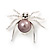 Small Simulated Pearl 'Spider' Brooch In Rhodium Plated Metal -3cm Length - view 5