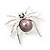 Small Simulated Pearl 'Spider' Brooch In Rhodium Plated Metal -3cm Length - view 7
