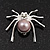 Small Simulated Pearl 'Spider' Brooch In Rhodium Plated Metal -3cm Length - view 3