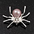 Small Simulated Pearl 'Spider' Brooch In Rhodium Plated Metal -3cm Length - view 2