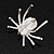 Small Simulated Pearl 'Spider' Brooch In Rhodium Plated Metal -3cm Length - view 6