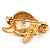 Small Crystal Enamel 'Turtle' Brooch In Gold Plated Metal - view 5