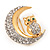 Clear Swarovski Crystal 'Owl On The Moon' Brooch In Gold Plated Metal - view 4