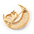Clear Swarovski Crystal 'Owl On The Moon' Brooch In Gold Plated Metal - view 5