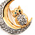 Clear Swarovski Crystal 'Owl On The Moon' Brooch In Gold Plated Metal - view 2