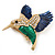 Multicoloured Crystal 'Hummingbird'  Brooch In Gold Plated Metal - view 6