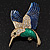 Multicoloured Crystal 'Hummingbird'  Brooch In Gold Plated Metal - view 3