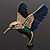 Multicoloured Crystal 'Hummingbird'  Brooch In Gold Plated Metal - view 2