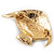 Black/White Enamel 'Fish' Brooch In Gold Plated Metal - view 3