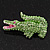 Salad Green Swarovski Crystal 'Crocodile' Brooch In Rhodium Plated Metal - view 7