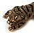 Crystal Enamel Tiger Brooch In Antique Gold Metal - view 3