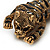 Crystal Enamel Tiger Brooch In Antique Gold Metal - view 2