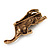 Crystal Enamel Tiger Brooch In Antique Gold Metal - view 7